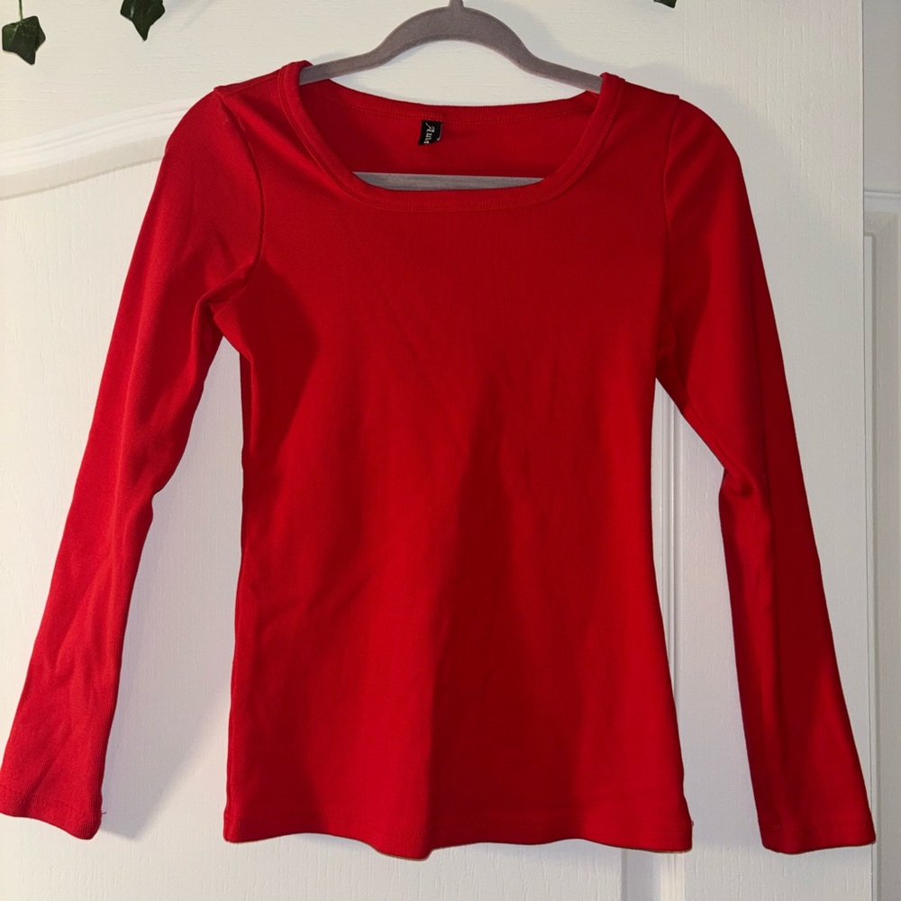 Red Long Sleeve Women's Top